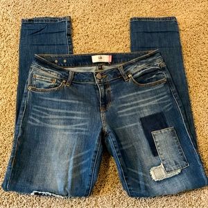 Cabi Patchwork Slim Boyfriend Straight Jeans, Sz 4